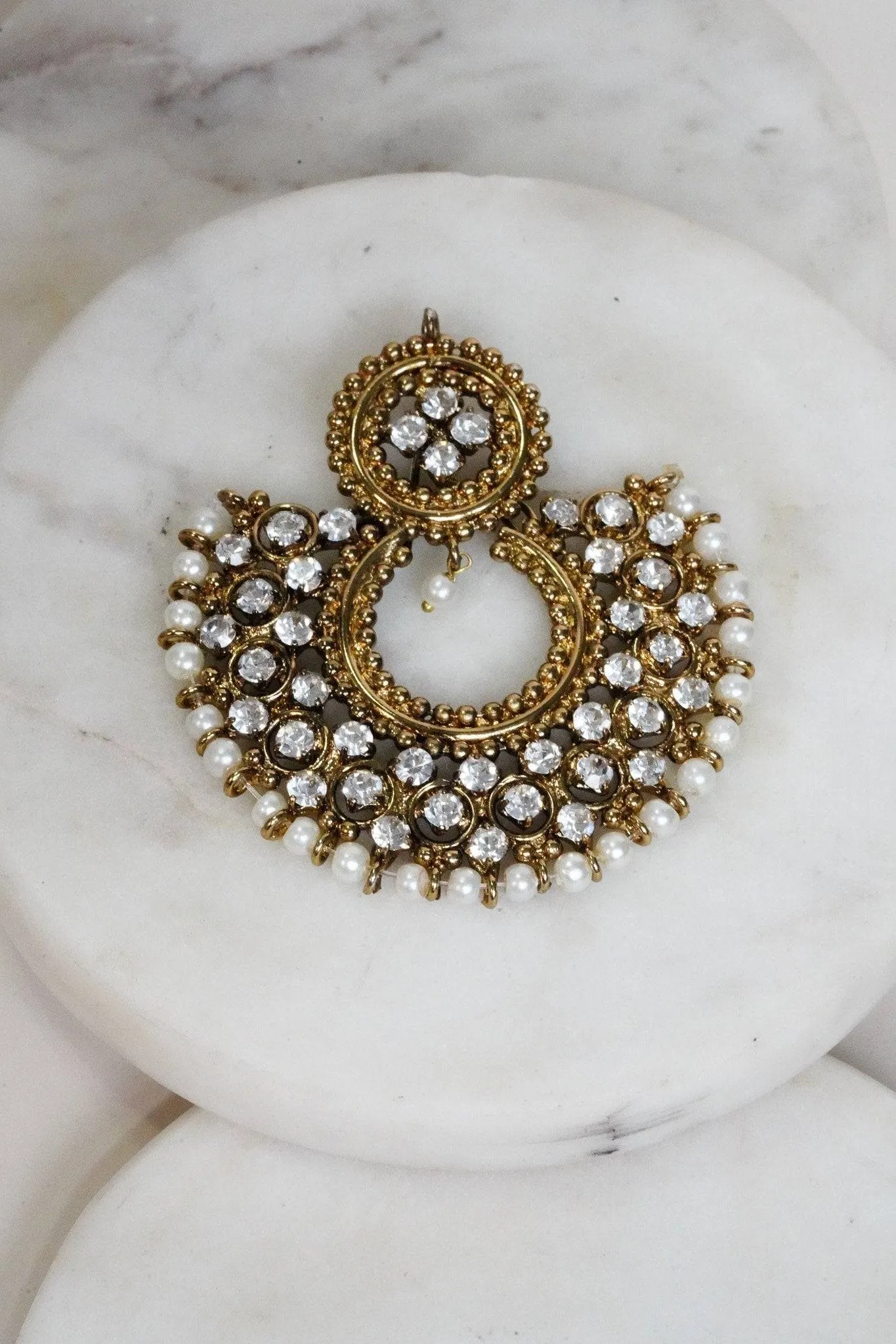 Laila - Handcrafted Chandbali Earrings and Maang Tikka Set