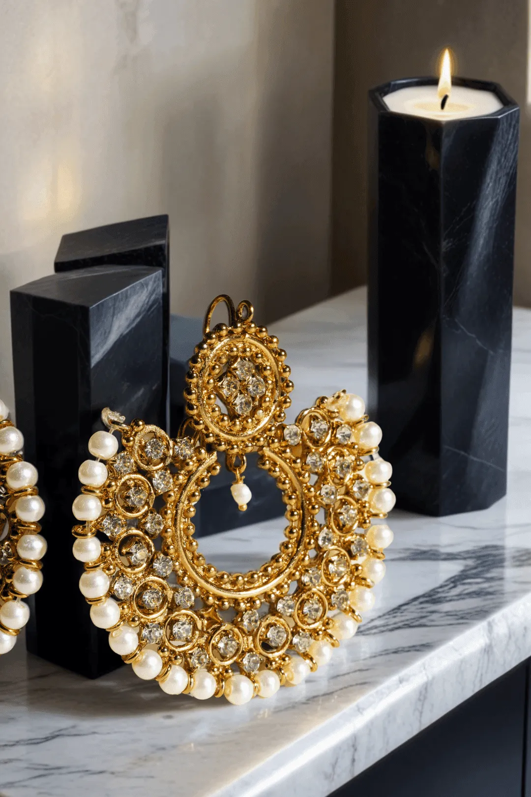 Laila - Handcrafted Chandbali Earrings and Maang Tikka Set