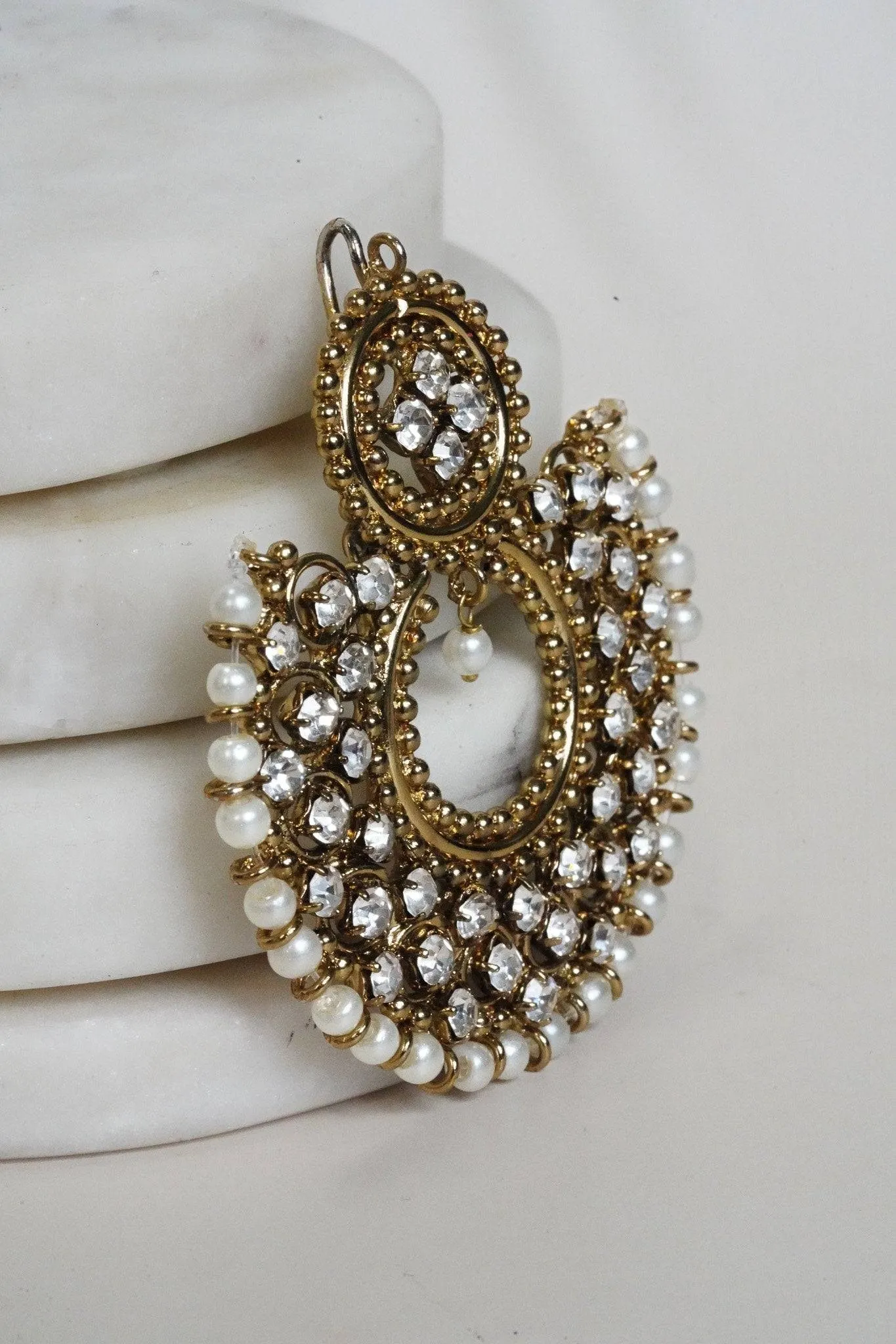 Laila - Handcrafted Chandbali Earrings and Maang Tikka Set