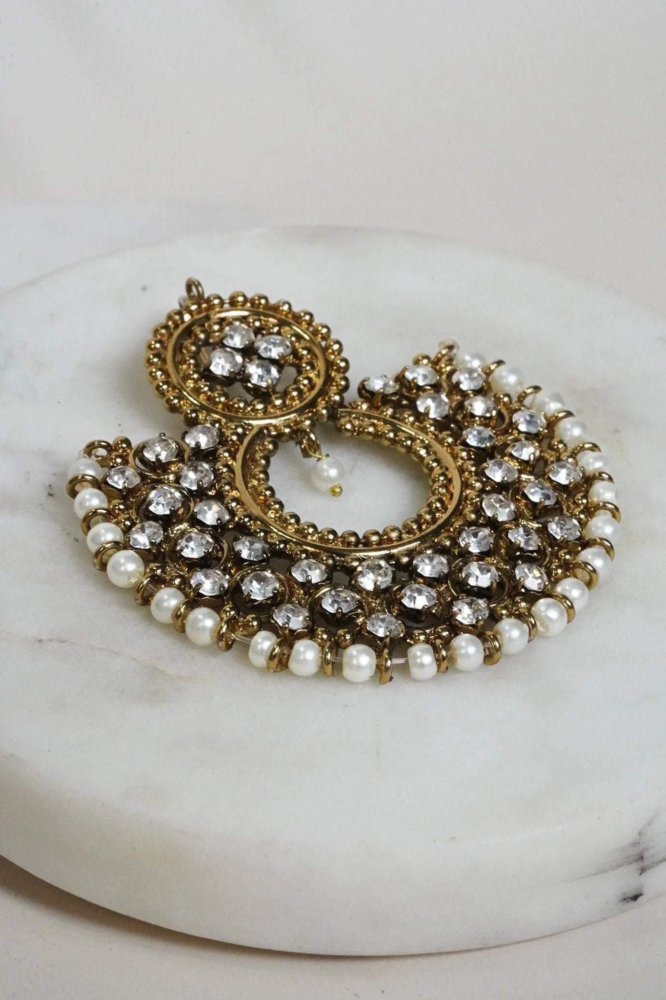 Laila - Handcrafted Chandbali Earrings and Maang Tikka Set