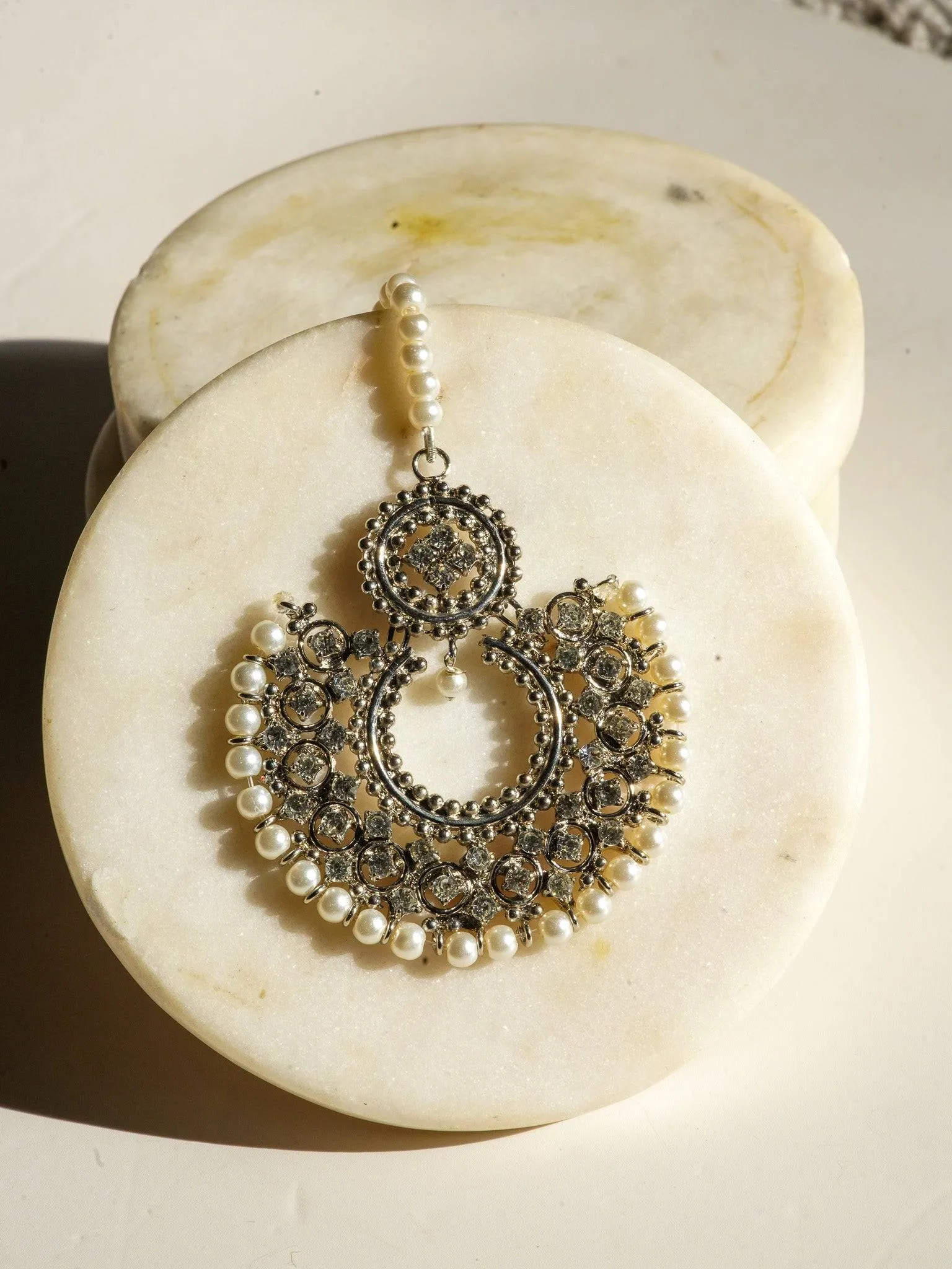 Laila - Handcrafted Chandbali Earrings and Maang Tikka Set