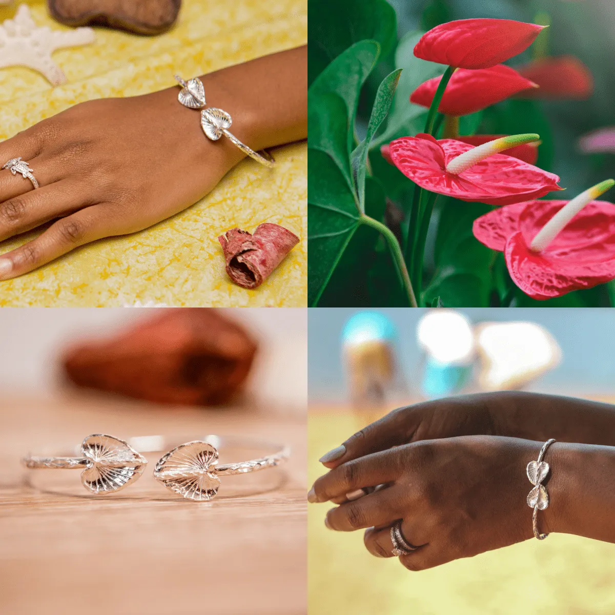 Light Anthurium Bangle with Diamante Pattern