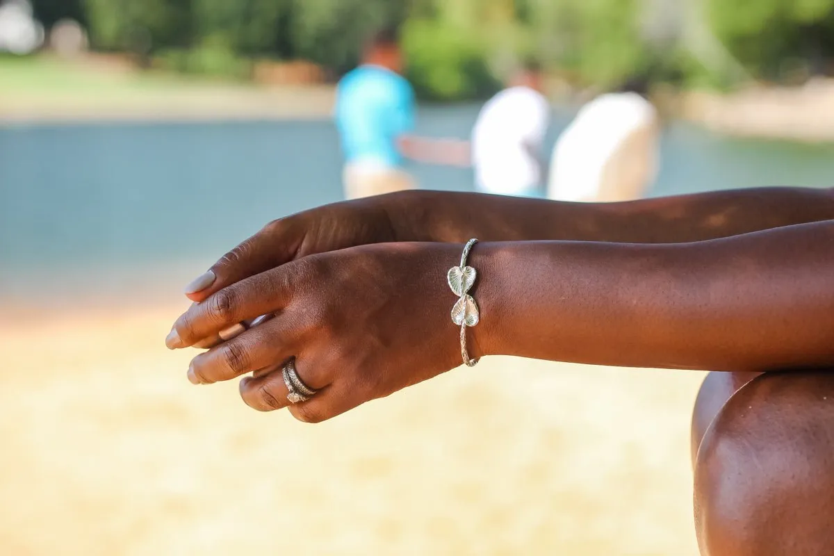 Light Anthurium Bangle with Diamante Pattern