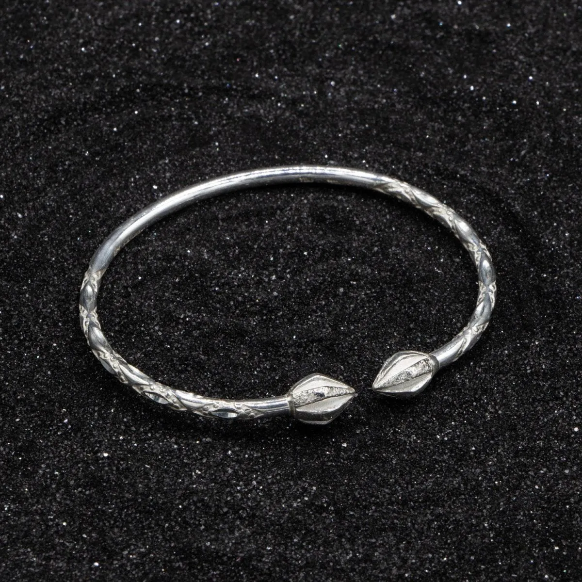 Light Cocoa Pod Bangle with Diamante Pattern