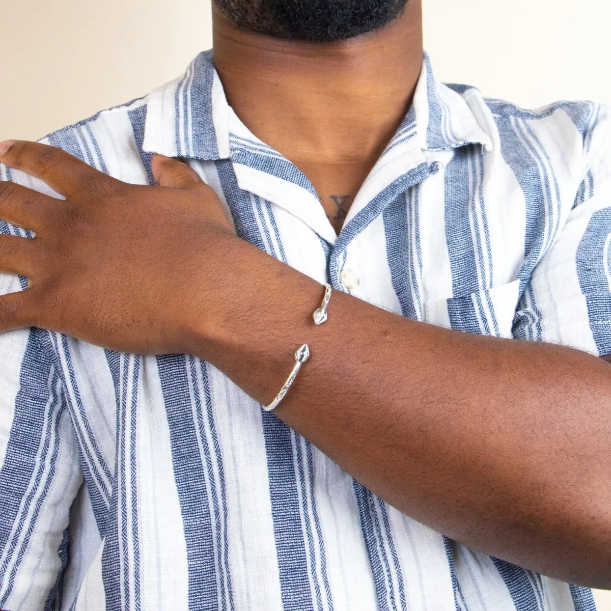 Light Cocoa Pod Bangle with Diamante Pattern