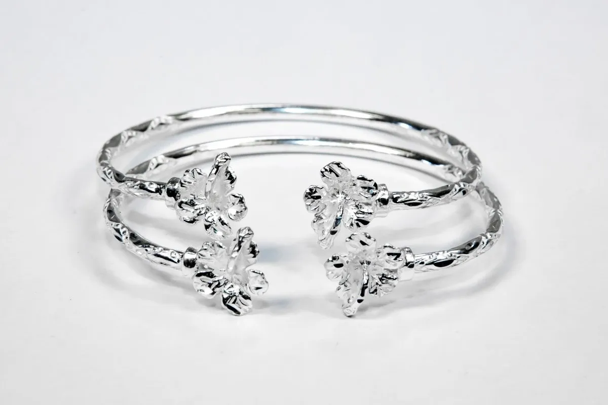 Light Hibiscus Bangle with Diamante Pattern - SOLD INDIVIDUALLY