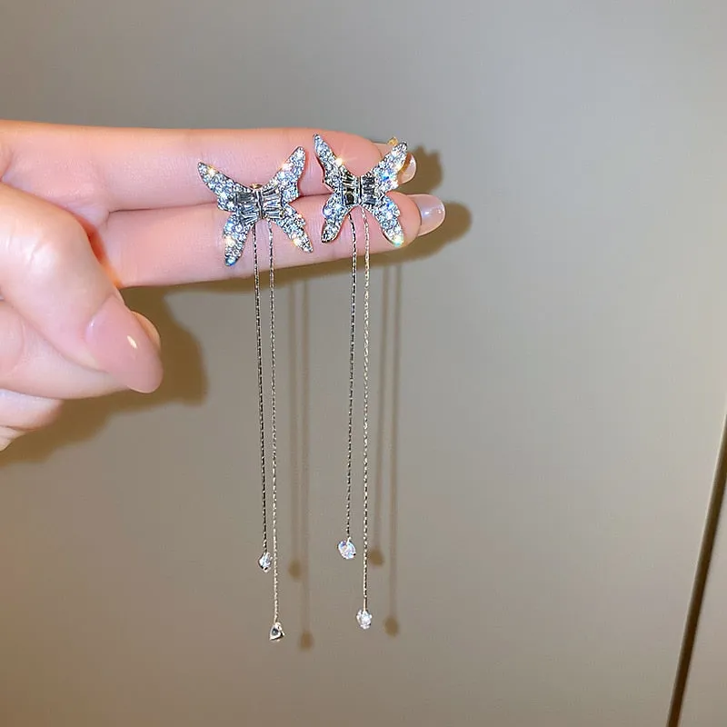 Long Full Rhinestone Big Earrings