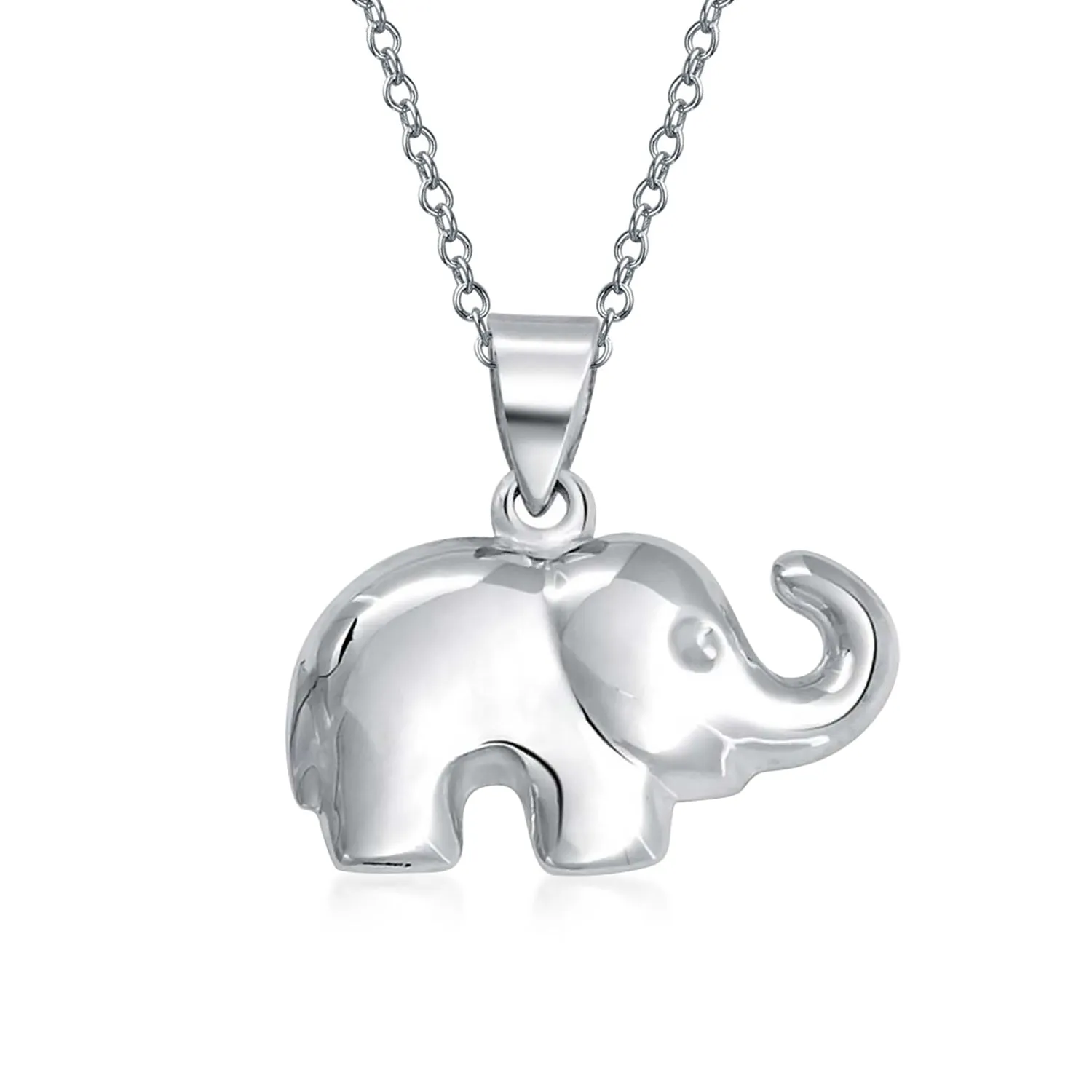 Lucky Elephant Pendant Necklace in Sterling Silver for Good Luck