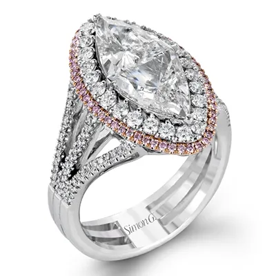 Marquise-Cut Double-Halo Engagement Ring In 18k Gold With Diamonds