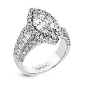 Marquise-Cut Halo Engagement Ring In 18k Gold With Diamonds