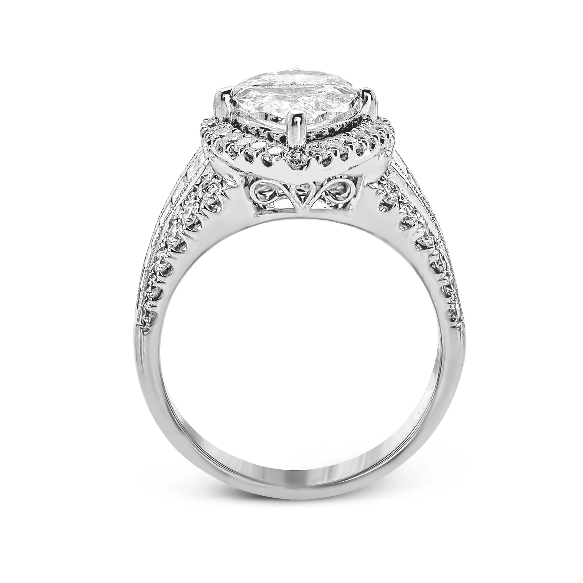 Marquise-Cut Halo Engagement Ring In 18k Gold With Diamonds