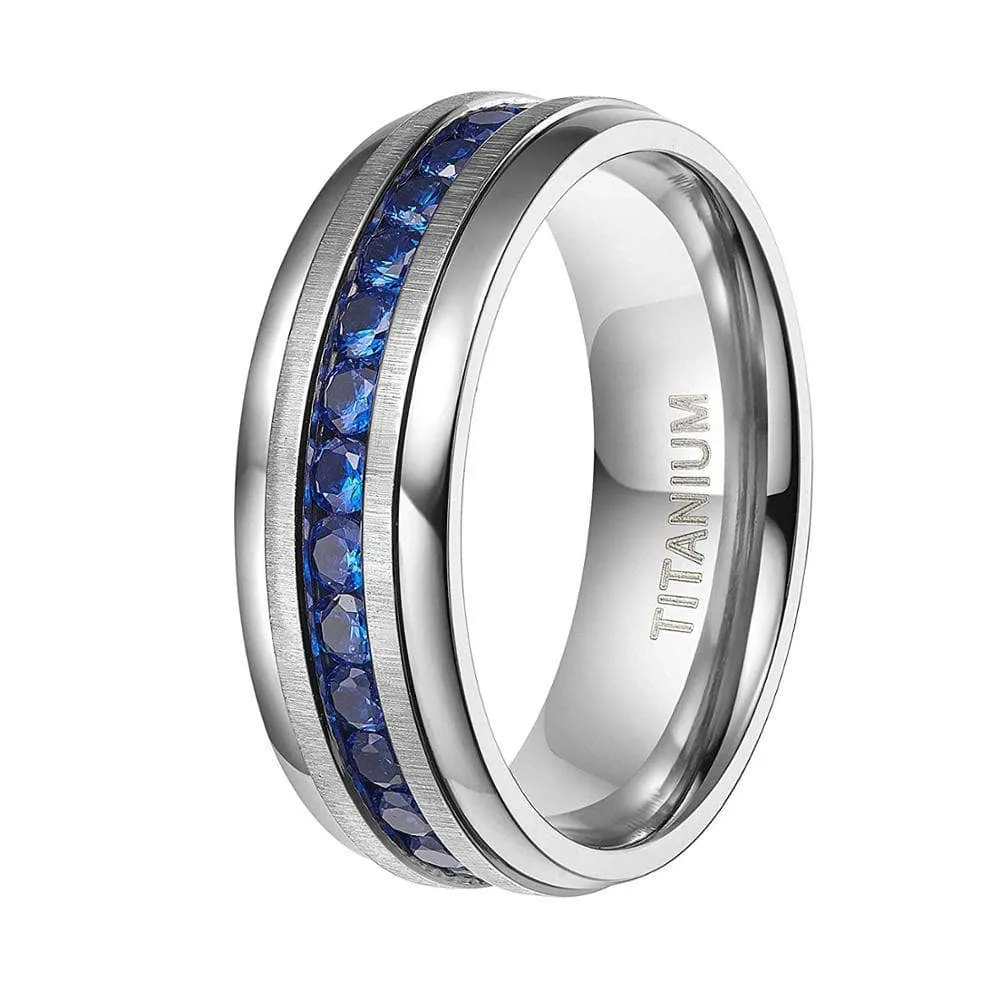 Men's Titanium Wedding Band with Diamond