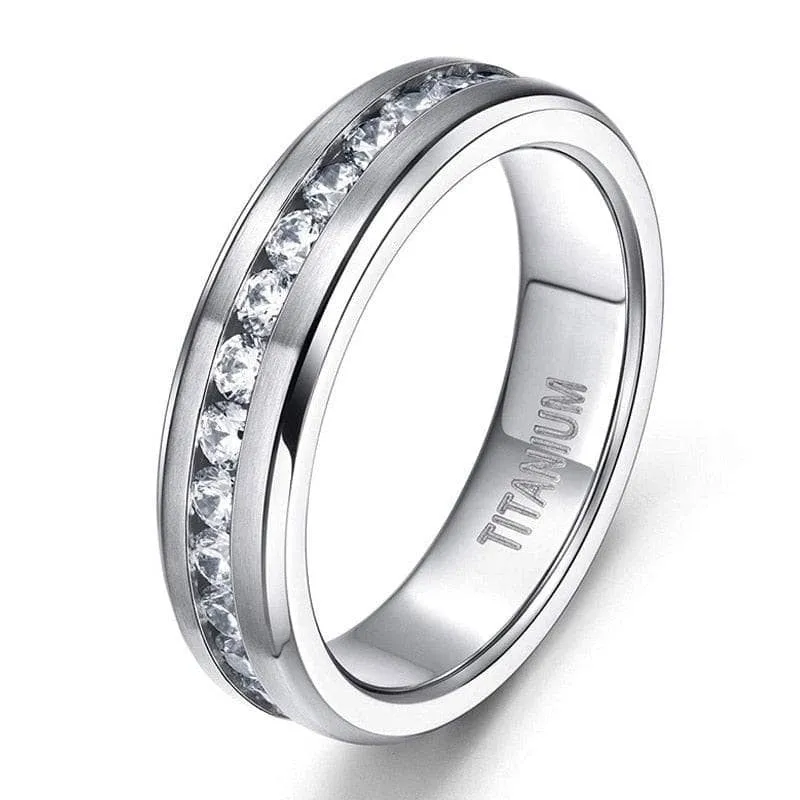 Men's Titanium Wedding Band with Diamond