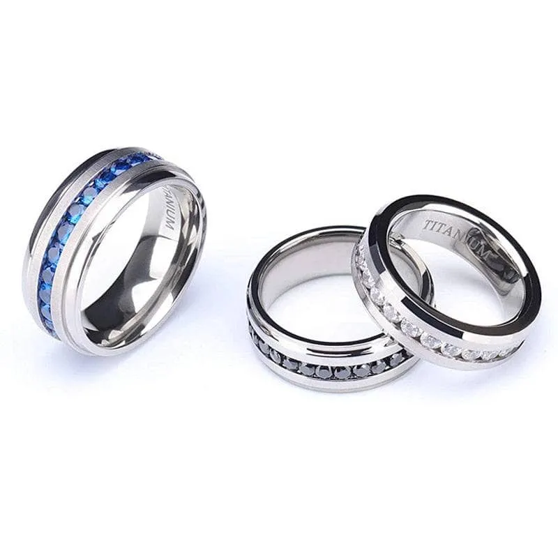 Men's Titanium Wedding Band with Diamond