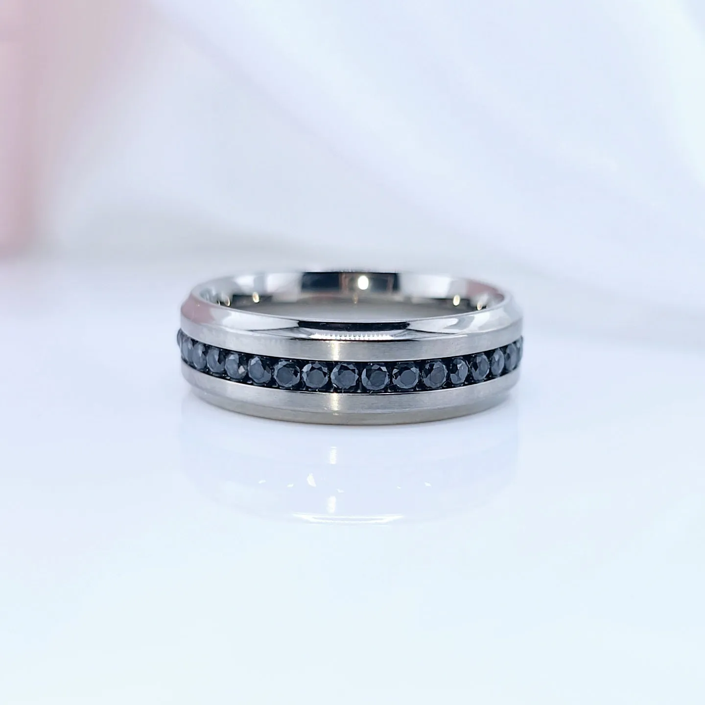 Men's Titanium Wedding Band with Diamond