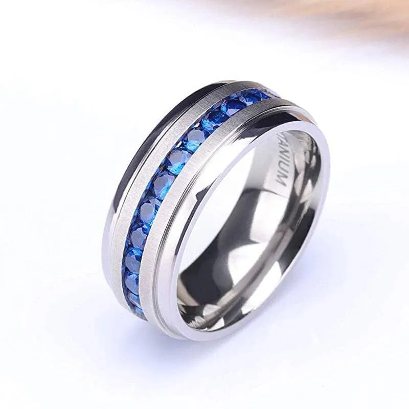 Men's Titanium Wedding Band with Diamond