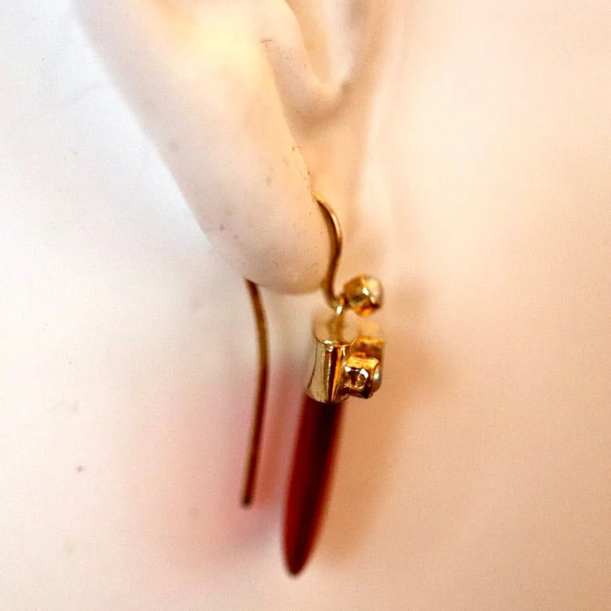 Monaco 14k Gold, Carnelian, Garnet and Pearl Earrings