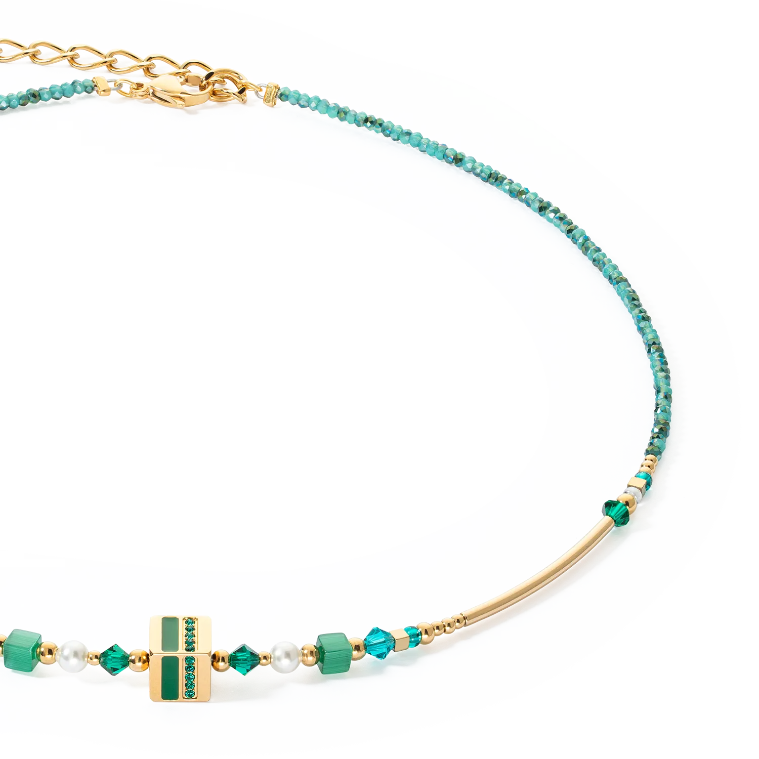 Necklace Square Stripes gold-green