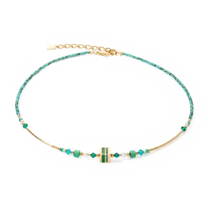 Necklace Square Stripes gold-green