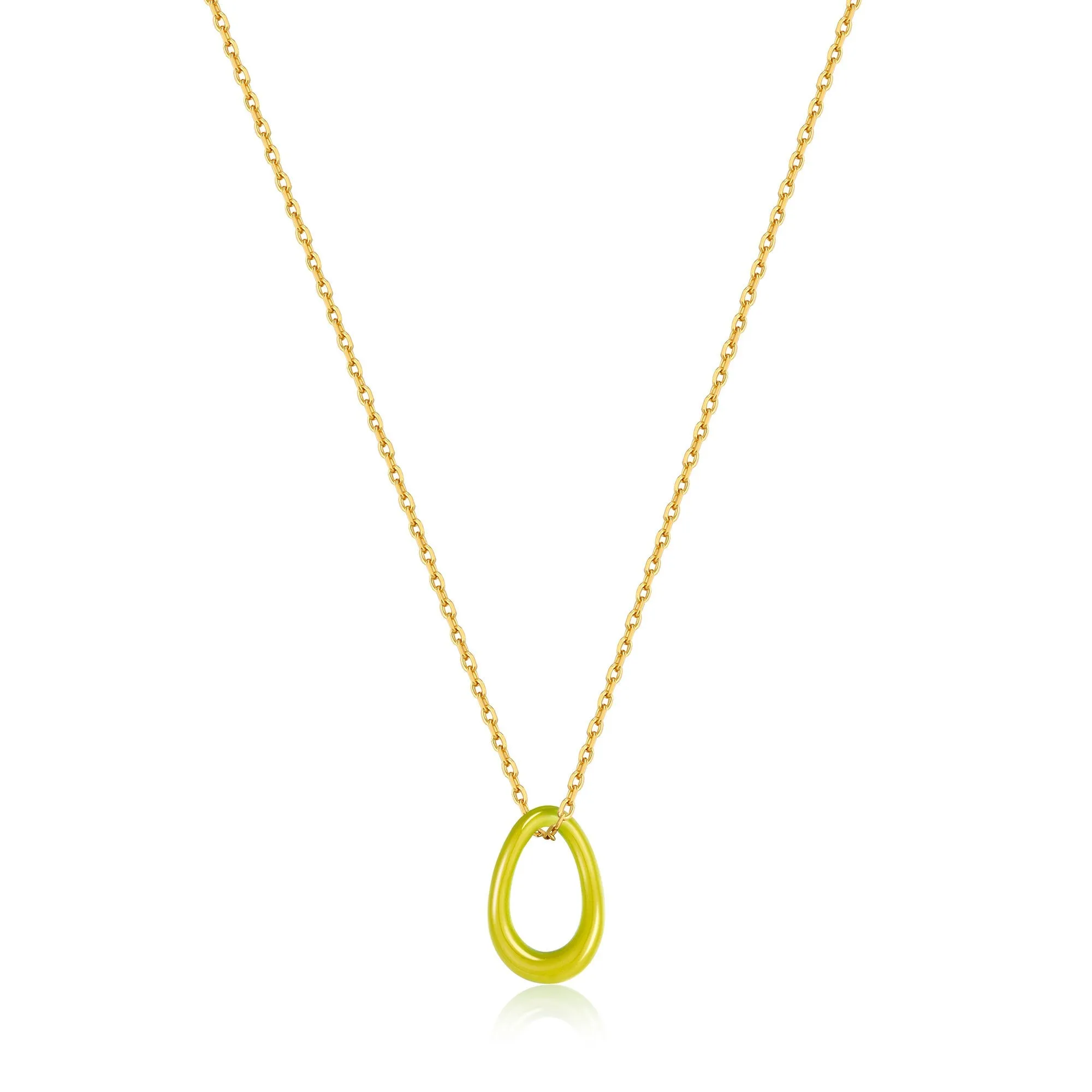 Neon Yellow Enamel Gold Twisted Pendant Necklace