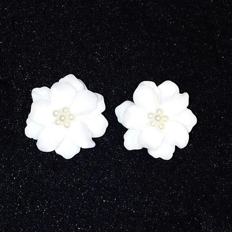 New Fashion Big White Flower Earrings For Women Gold Plated Jewelry Bijoux Elegant Gift