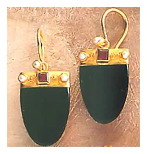 Onyx Shield Screw Back Earrings