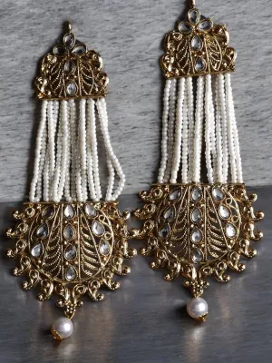 Pakistani Indian Gold Plated Kundan Earrings Jewelry, Punjabi Kundan Earrings, Pearl Kundan, Bollywood Earrings, Indian Jewelry Set