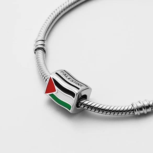 Palestine Palestinian Flag Country Silver Bead Charm