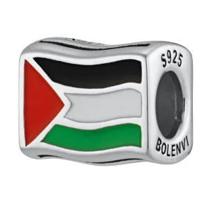 Palestine Palestinian Flag Country Silver Bead Charm