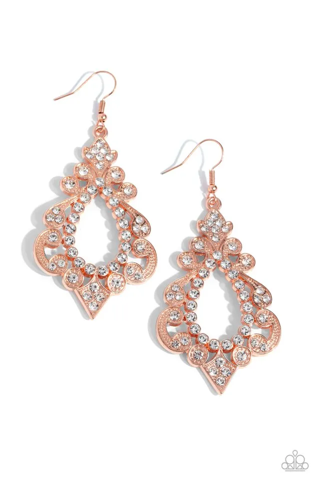 Paparazzi Earring ~ Fit for a DIVA - Copper