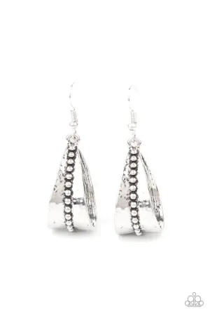 Paparazzi Earring ~ STIRRUP Some Trouble - Silver