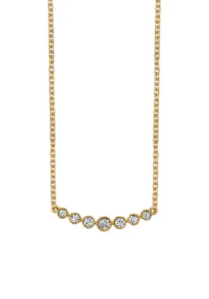 Parade Design 18KYG 7 Diamond Milgrain Curved Bar Necklace