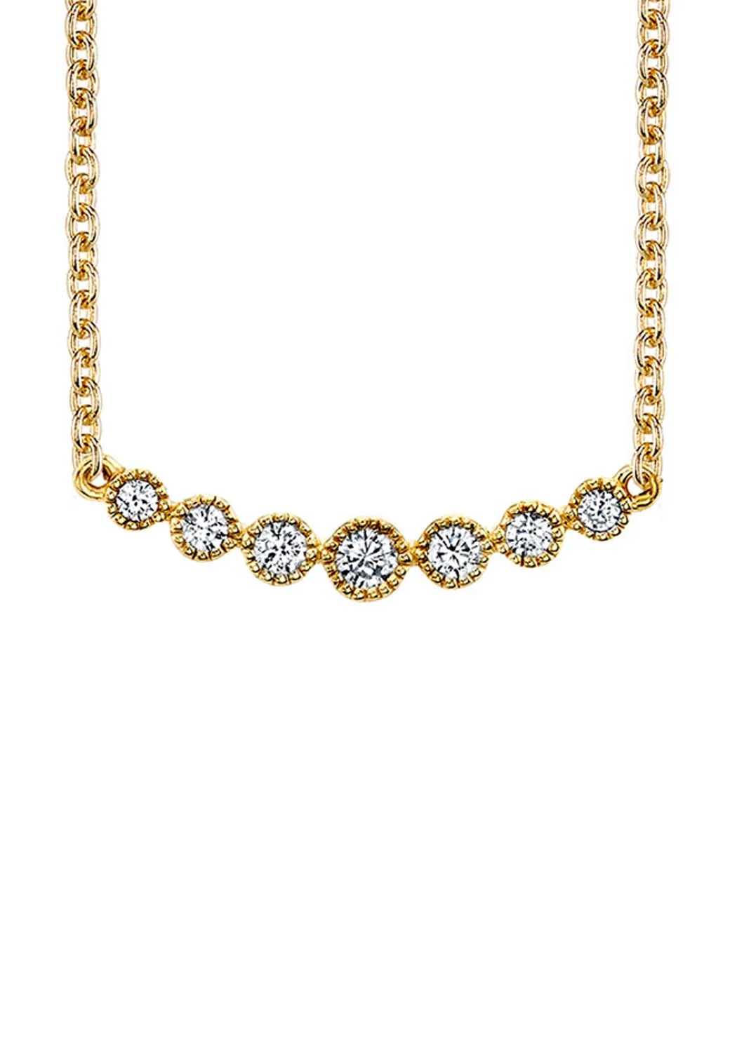 Parade Design 18KYG 7 Diamond Milgrain Curved Bar Necklace