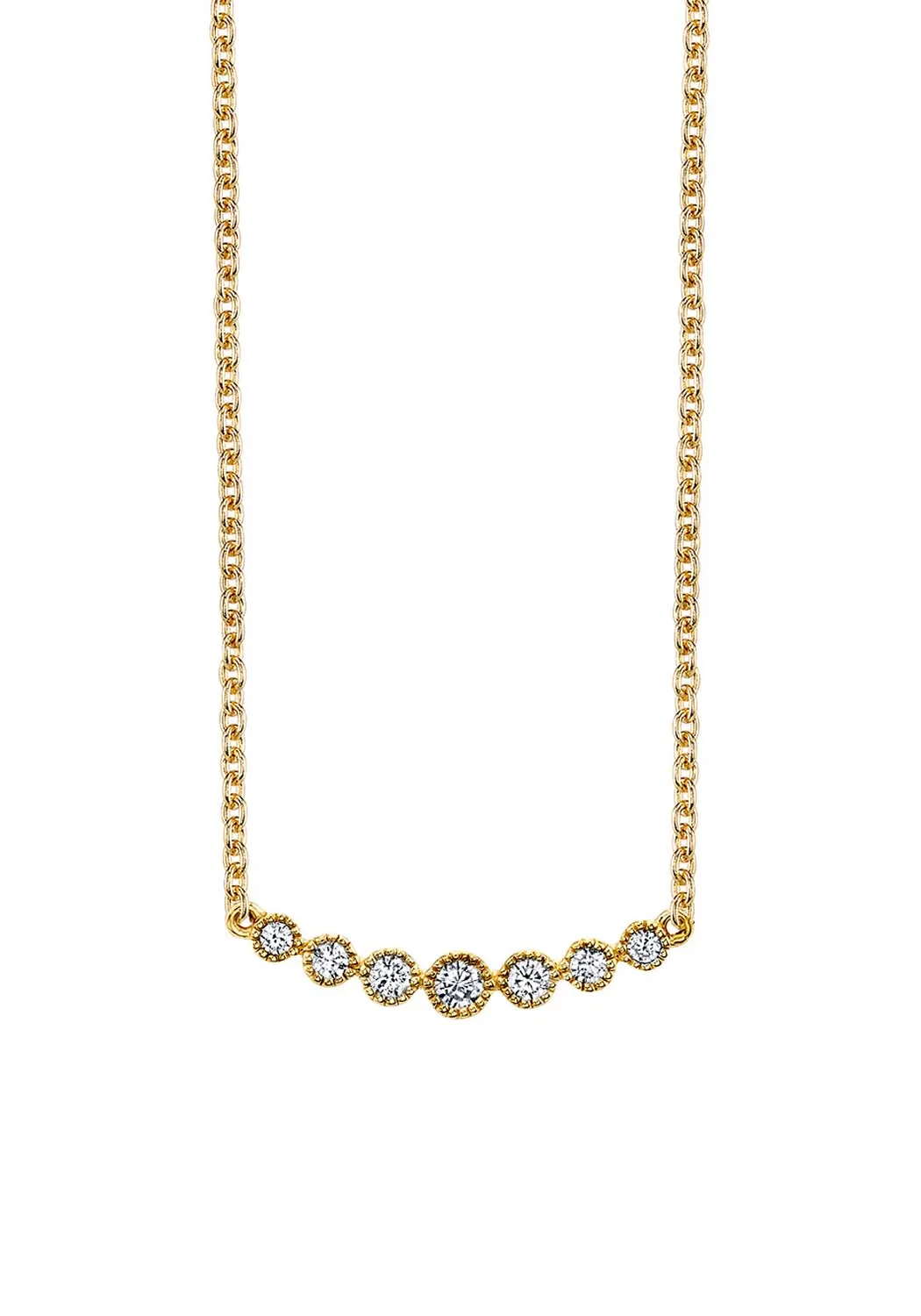 Parade Design 18KYG 7 Diamond Milgrain Curved Bar Necklace