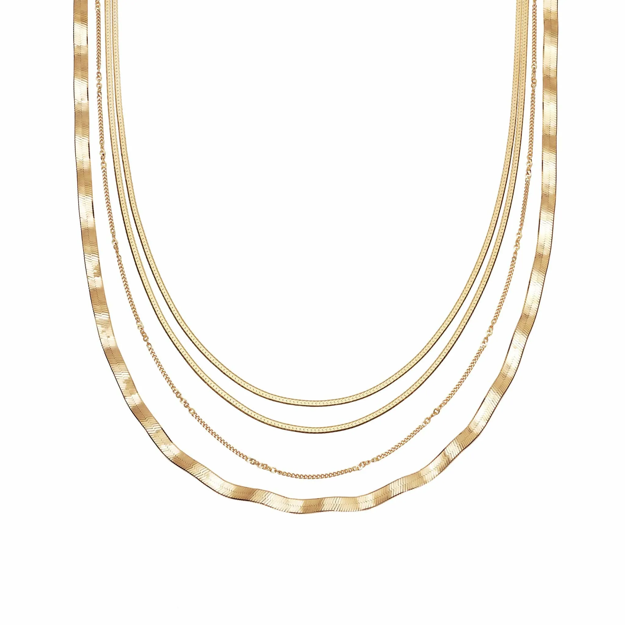 Parallel Necklace Layering Set 18ct Gold Plate