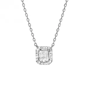 Pave Square Diamond 9ct White Gold Necklace GN385