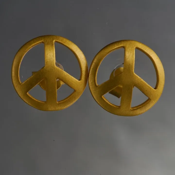 Peace Shanti Sterling Silver Gold Plated Studs