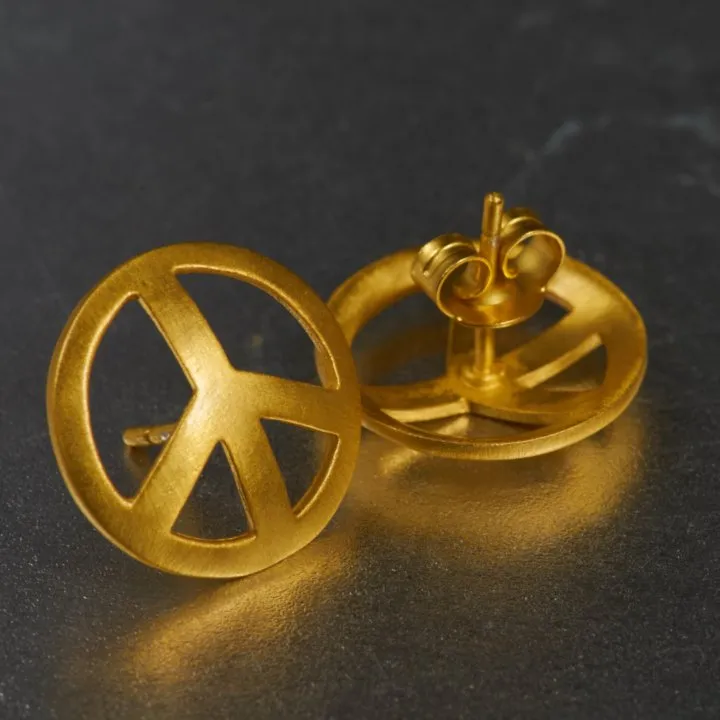 Peace Shanti Sterling Silver Gold Plated Studs