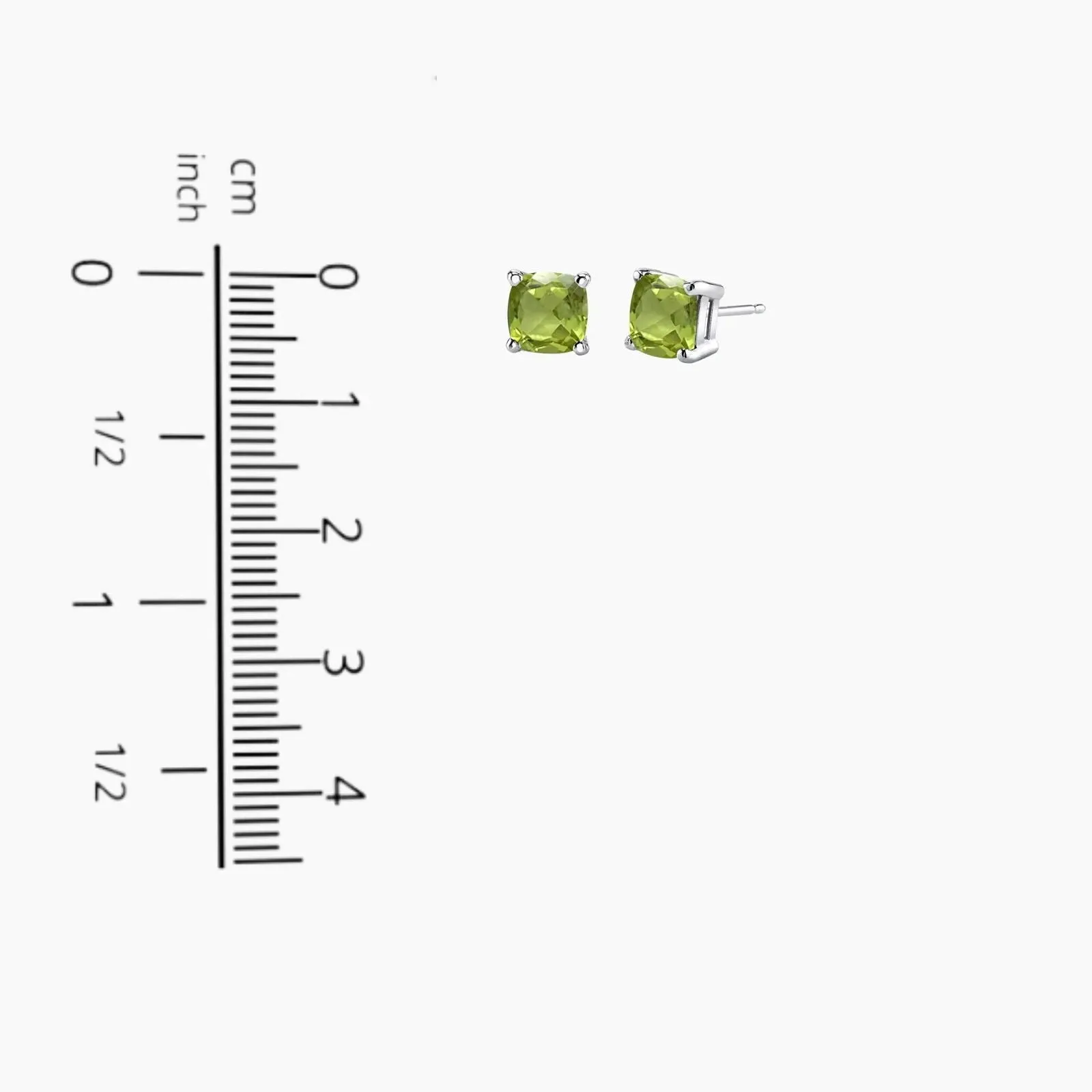 Peridot Stud Earrings | Cushion Cut in Sterling Silver | Irosk ®