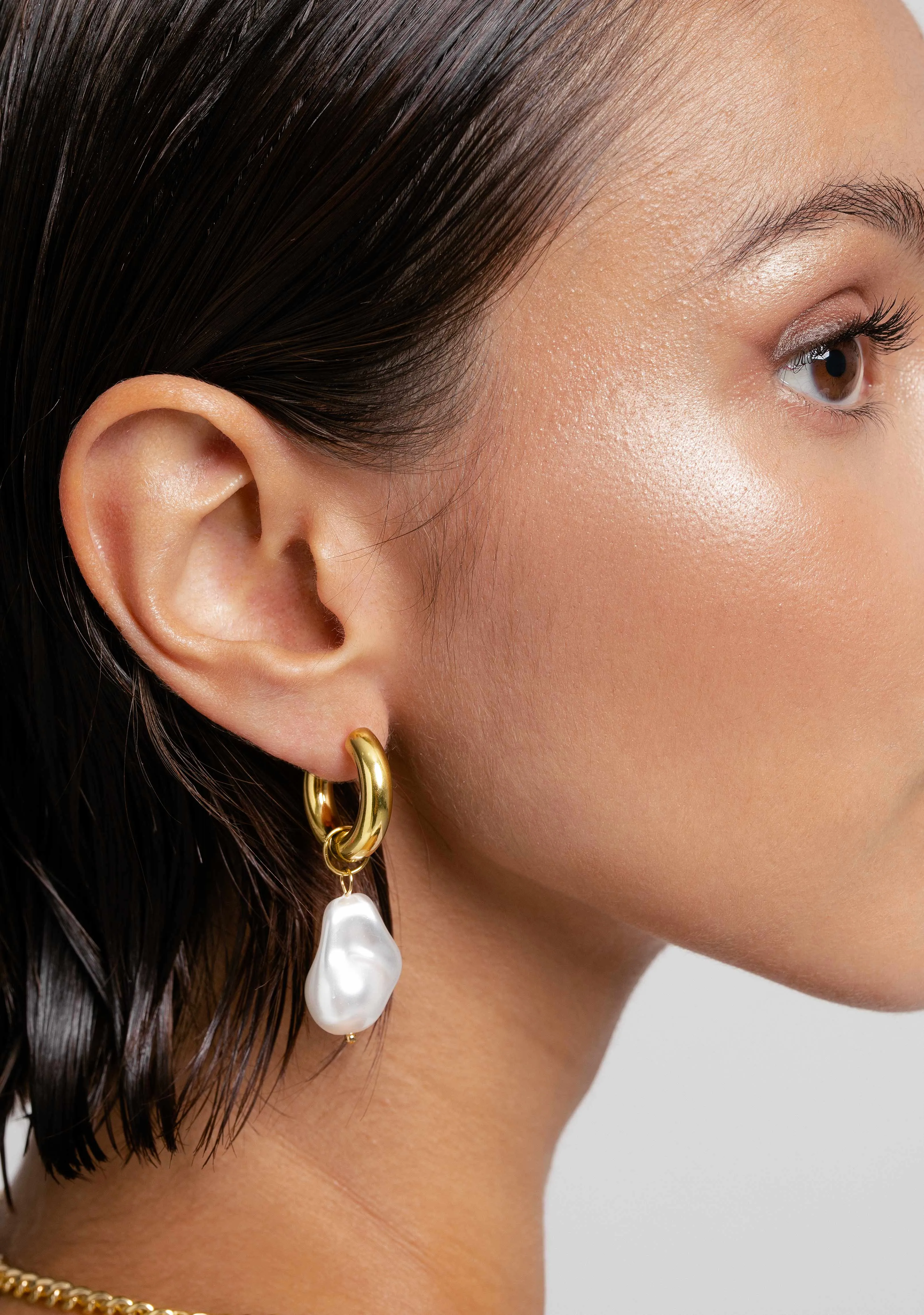 Perle Hoop Earrings Gold