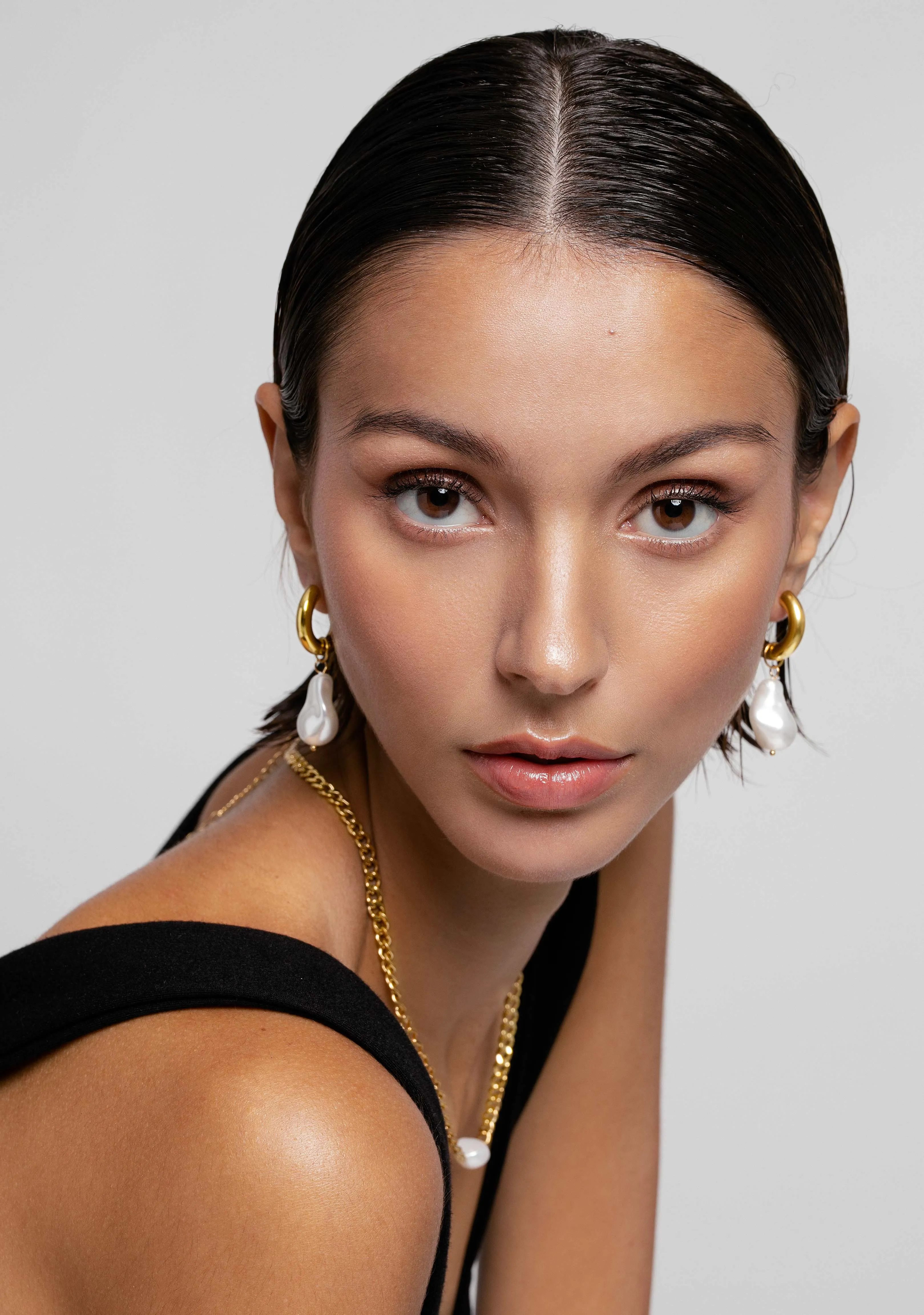 Perle Hoop Earrings Gold