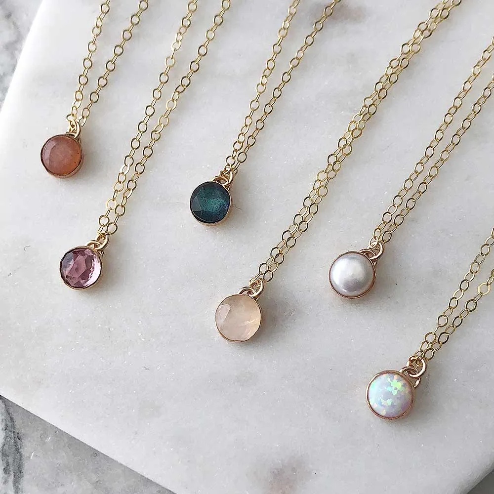 Petite Gemstone Necklace - 14k Gold-Fill