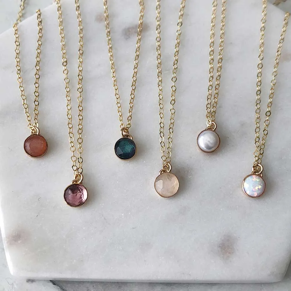 Petite Gemstone Necklace - 14k Gold-Fill