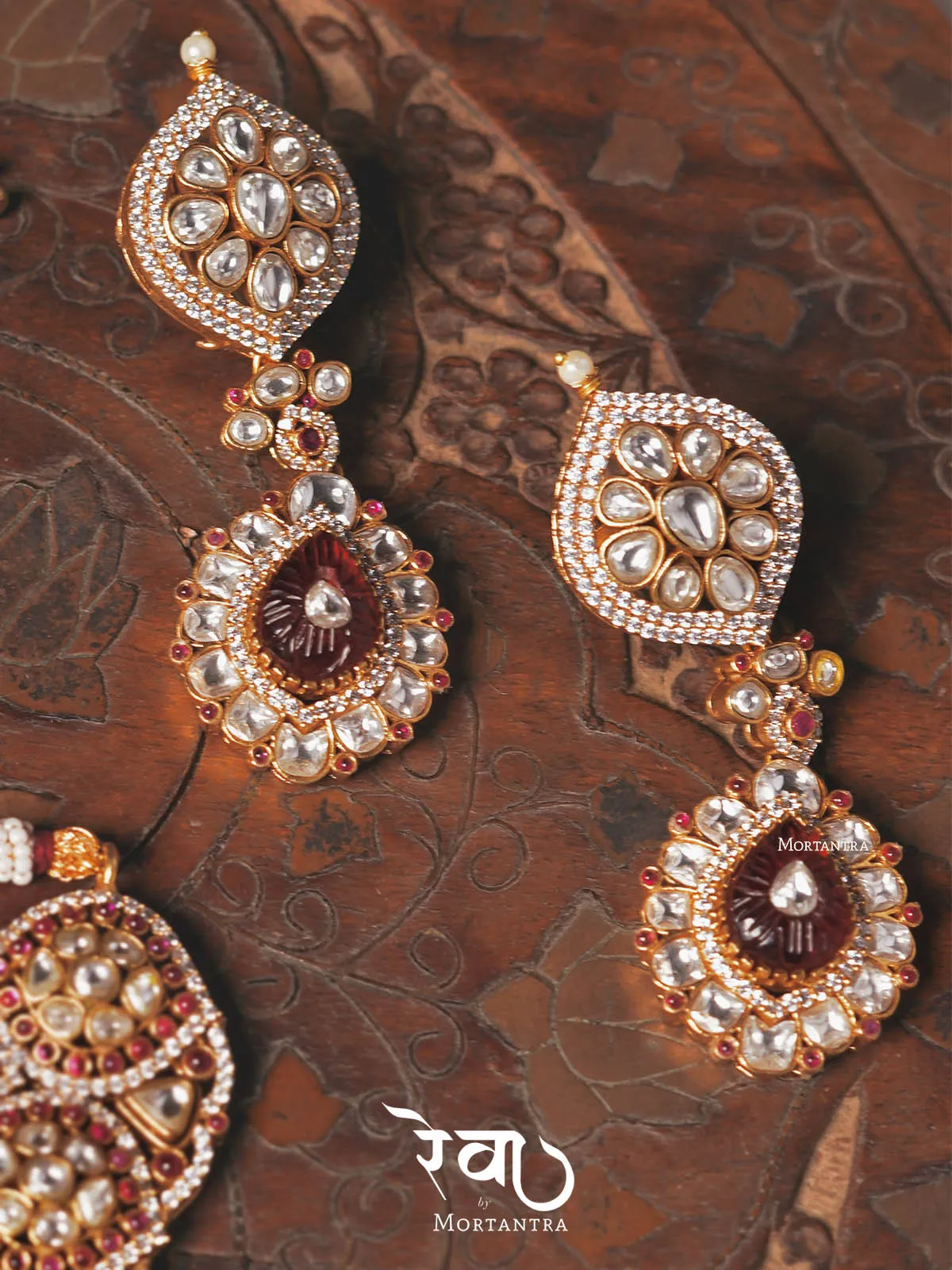 Pink Color Gold Plated Jadau Kundan Bridal Necklace Set - MO-S6WP