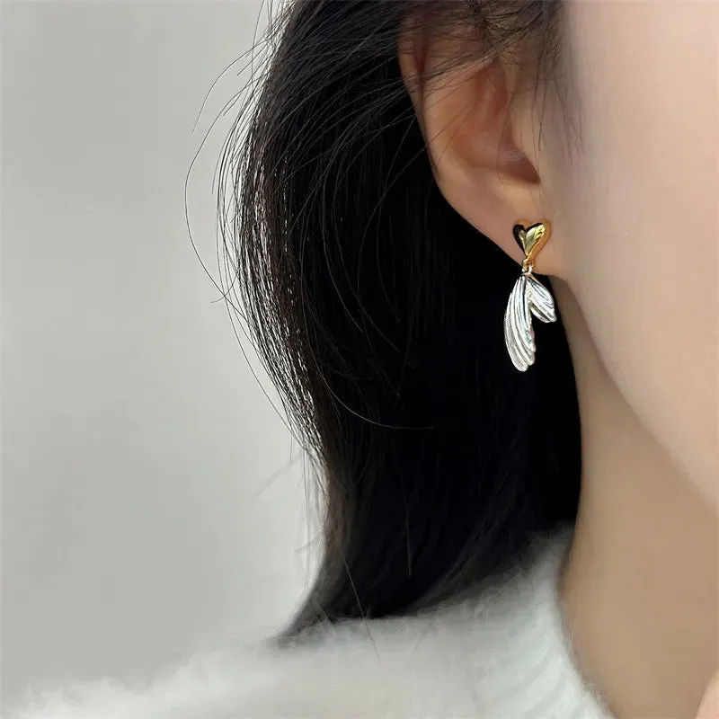 Punk Gold Color Heart Irregular Asymmetry Fishtail Party New Earring