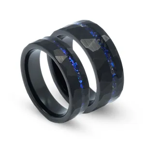 "Celestial Bond" Ring Set – Black Galaxy Nebula His and Hers Matching Couples Wedding Bands