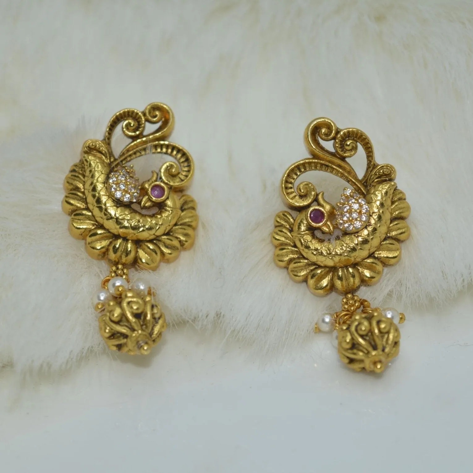 Regal Peacock charm earrings