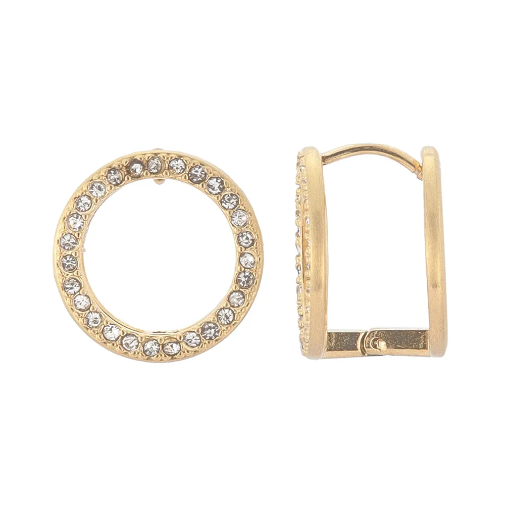 Rhinestone Circle Huggie Earrings