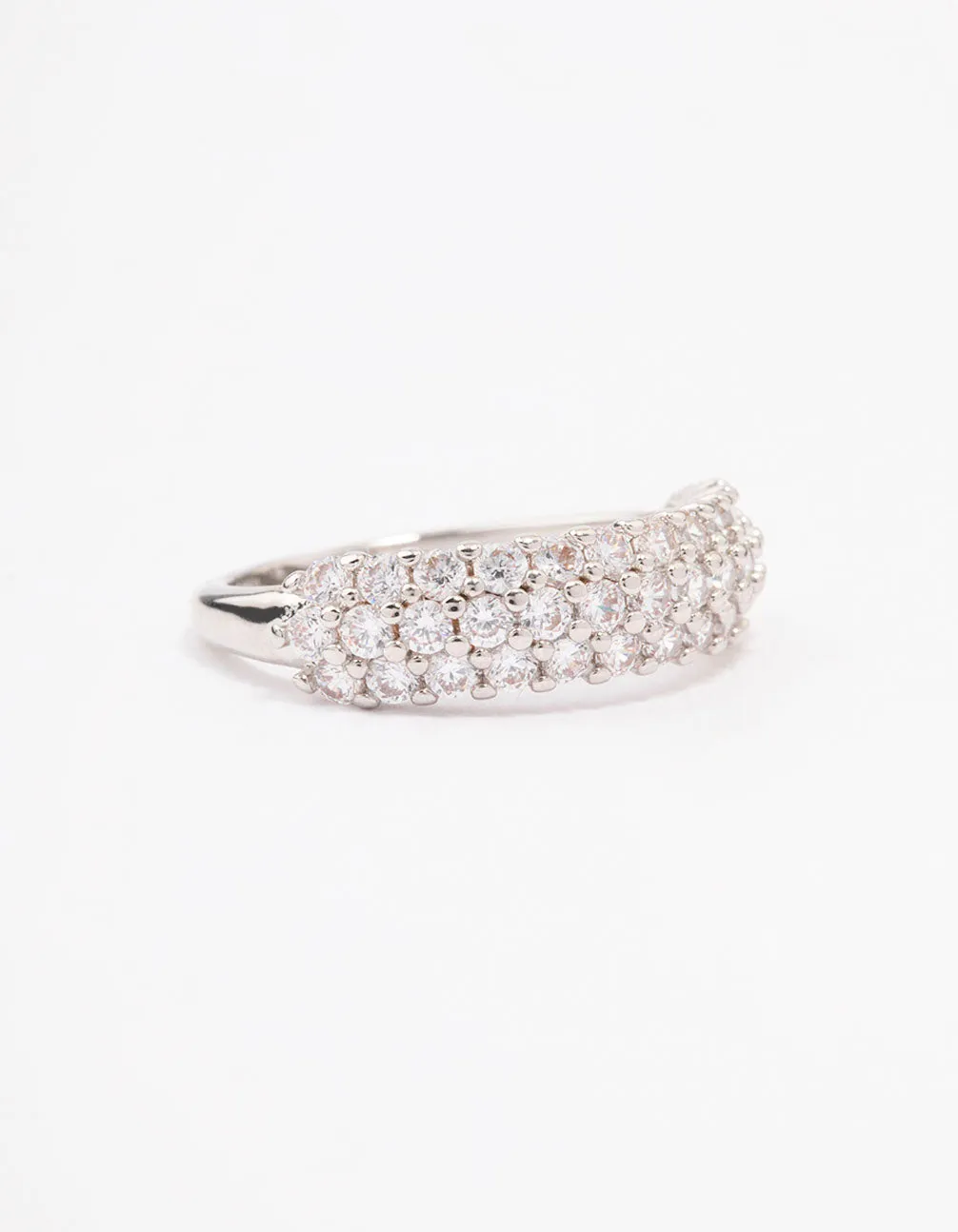 Rhodium Slim Cubic Zirconia Band Ring