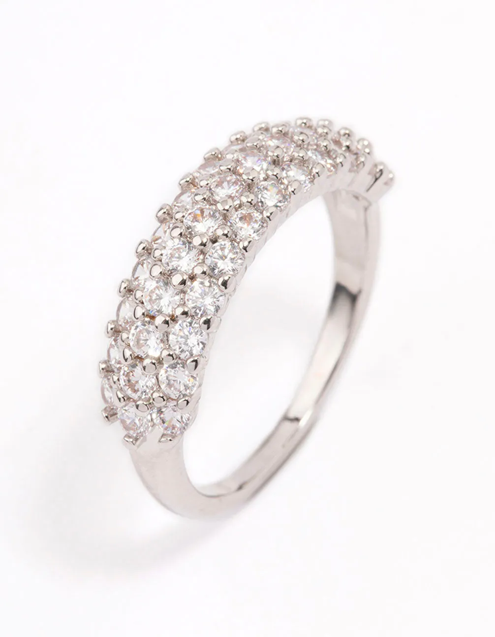 Rhodium Slim Cubic Zirconia Band Ring